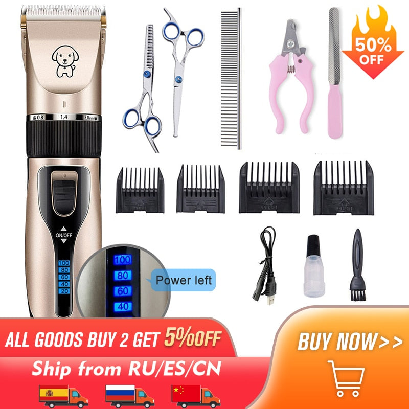 Pet Grooming Clipper Kit with Quiet Ceramic Trimmer