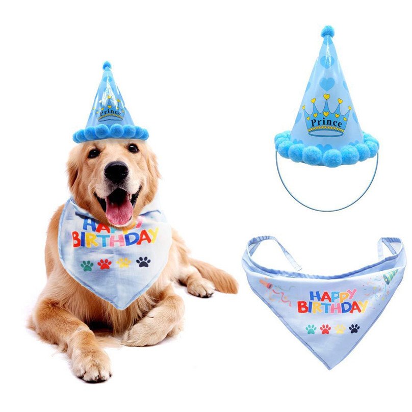 Pet Birthday Hat and Bandana Set for Dogs & Cats Party