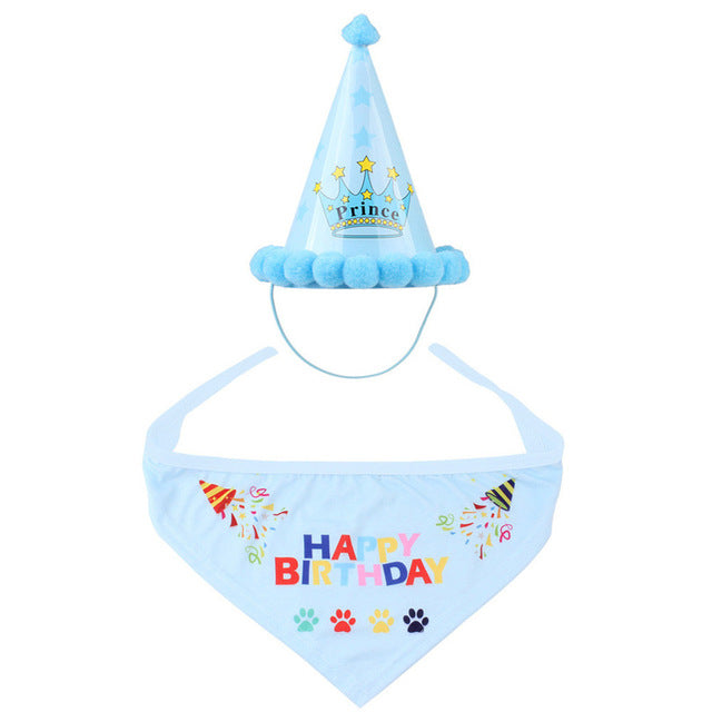 Pet Birthday Hat and Bandana Set for Dogs & Cats Party
