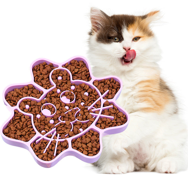 Slow Feeder Cat Bowl With Anti-Tip Silicone Design