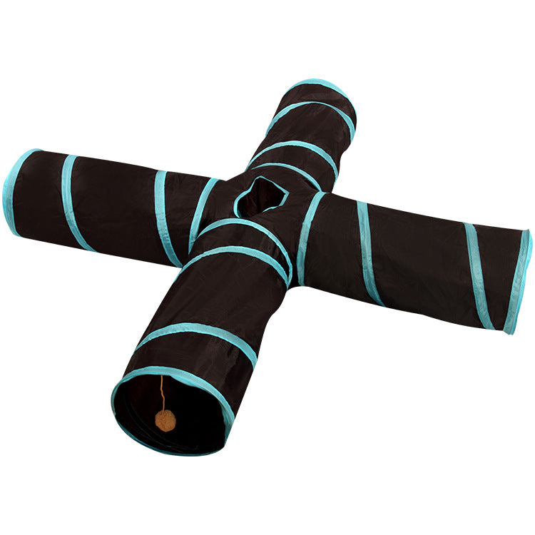 Three-Way Cat Tunnel for Indoor Exercise and Play Enrichment
