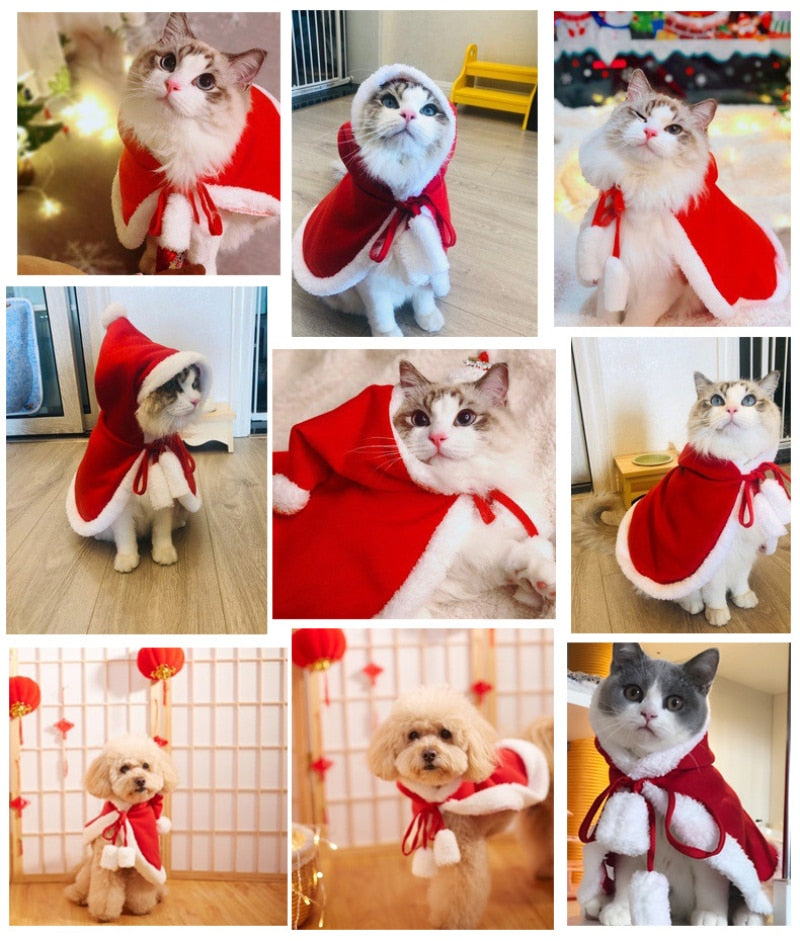 Pet Christmas Hooded Cloak for Cute Holiday Photos