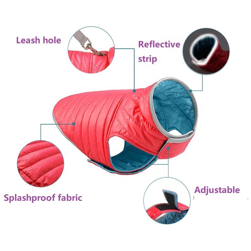 Reversible Dog Jacket for Splashproof, Reflective Walks