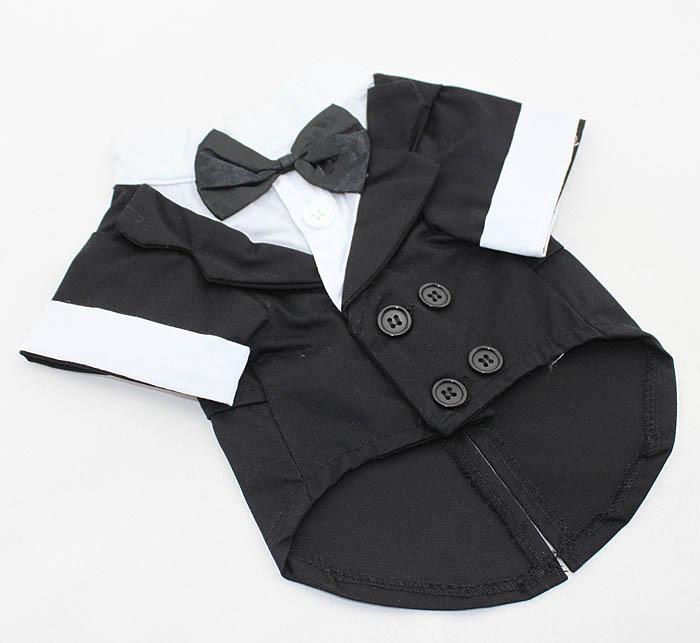 Dog Tuxedo Shirt With Bow Tie For Weddings & Photos