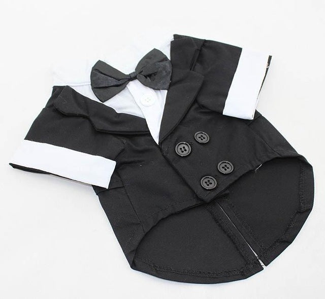 Dog Tuxedo Shirt With Bow Tie For Weddings & Photos