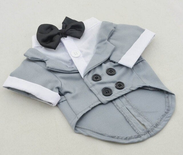 Dog Tuxedo Shirt With Bow Tie For Weddings & Photos