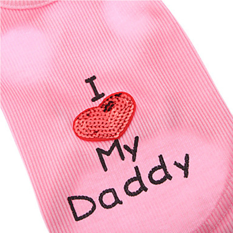 Pet T-Shirt With I Love My Daddy Message and Heart