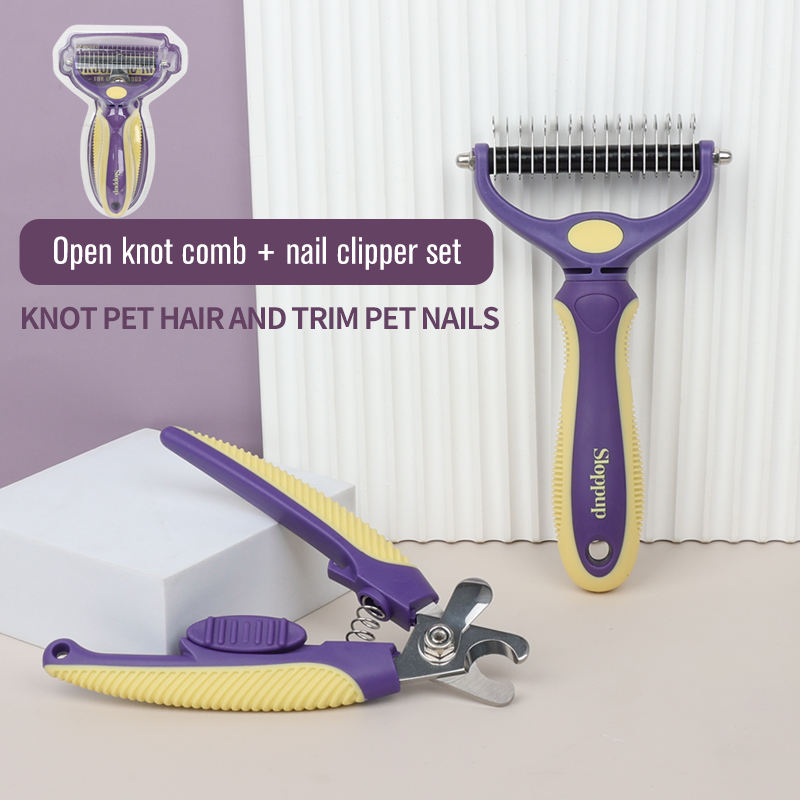 Pet Grooming Comb Set for Tangles and Nail Trimming
