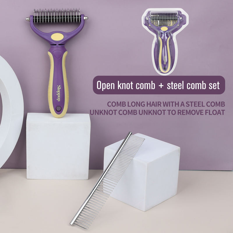 Pet Grooming Comb Set for Tangles and Nail Trimming
