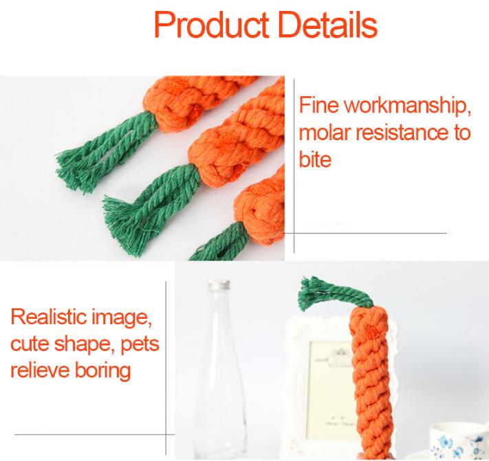Cotton Rope Carrot Dog Toy for Chewing, Tugging & Fun