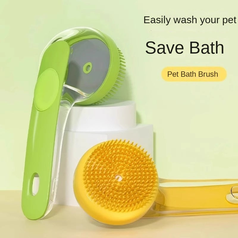 Pet Bath Brush with Soap Dispenser for Easier Washing