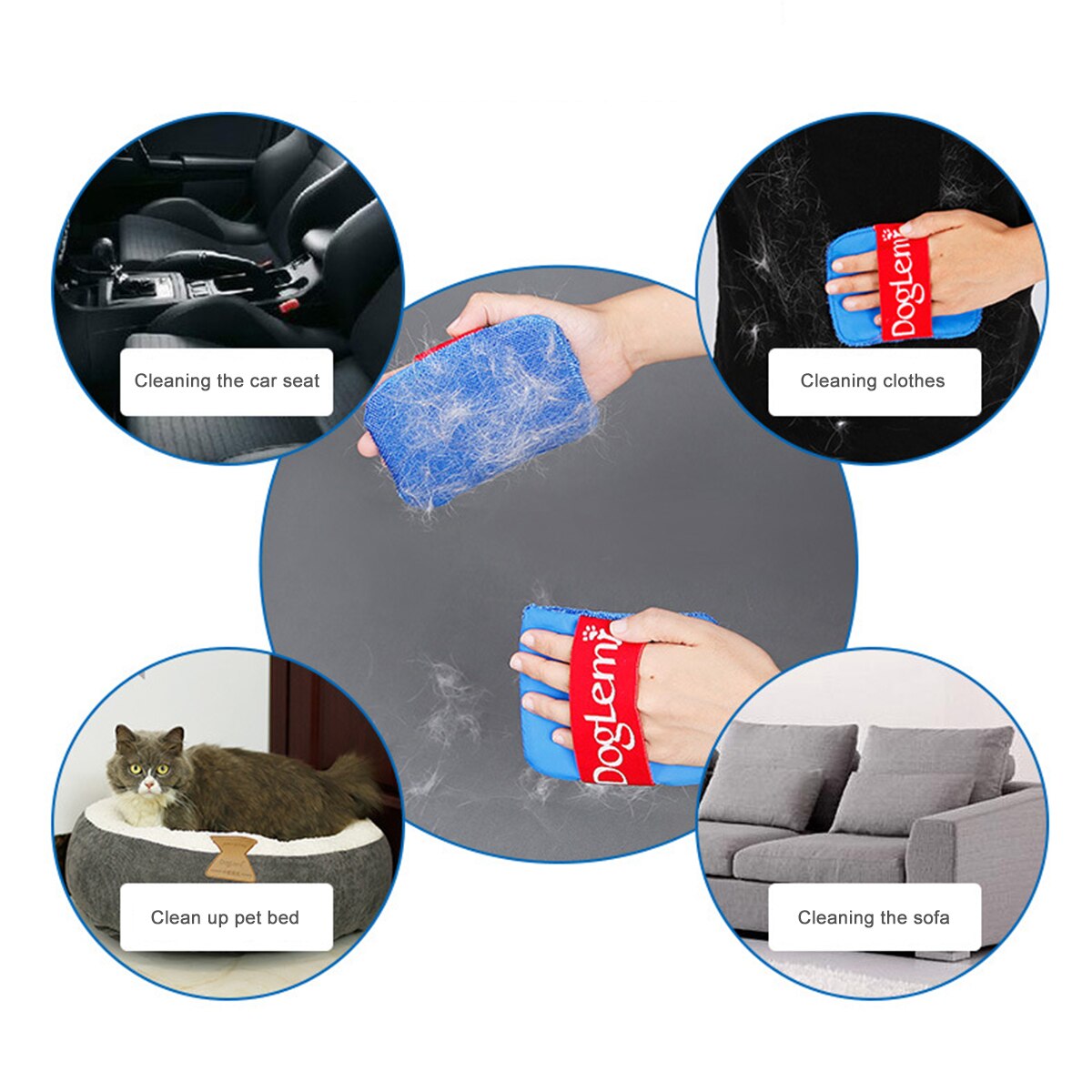 Pet Hair Remover Brush for Sofas, Cars & Clothes Reusable