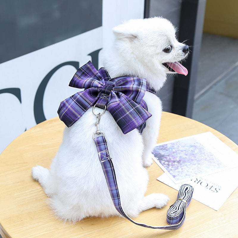 Plaid Pet Harness and Leash Set for Stylish Walks