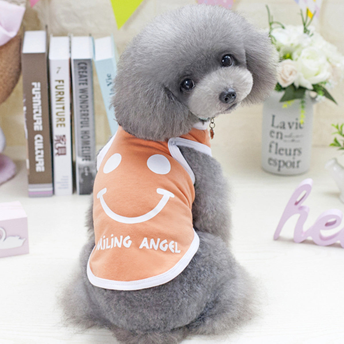 Pet Dog Vest With Cute Smiling Face For Summer Walks