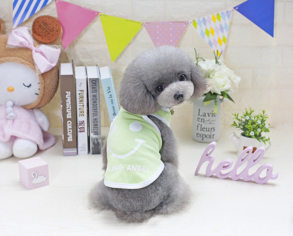 Pet Dog Vest With Cute Smiling Face For Summer Walks