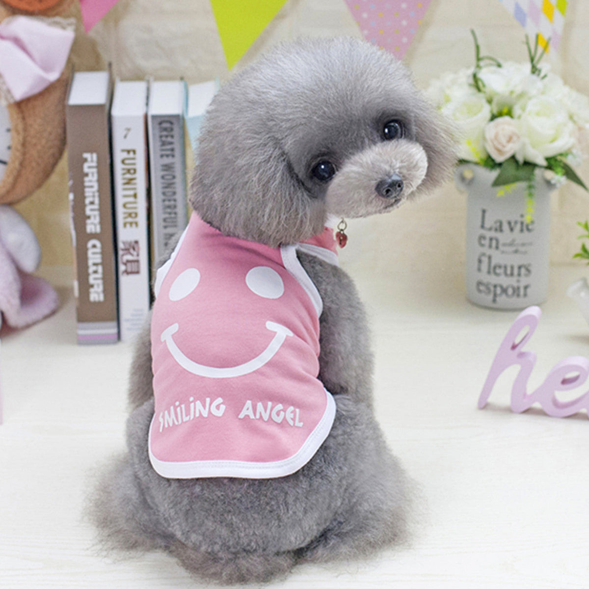 Pet Dog Vest With Cute Smiling Face For Summer Walks