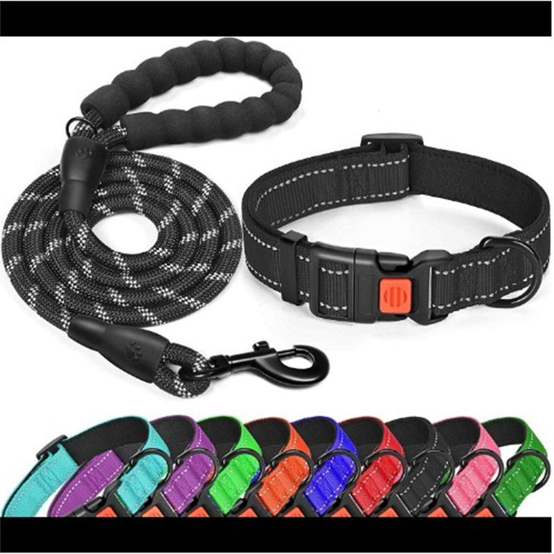 Reflective Adjustable Dog Collar and Leash Set for Safer Walks