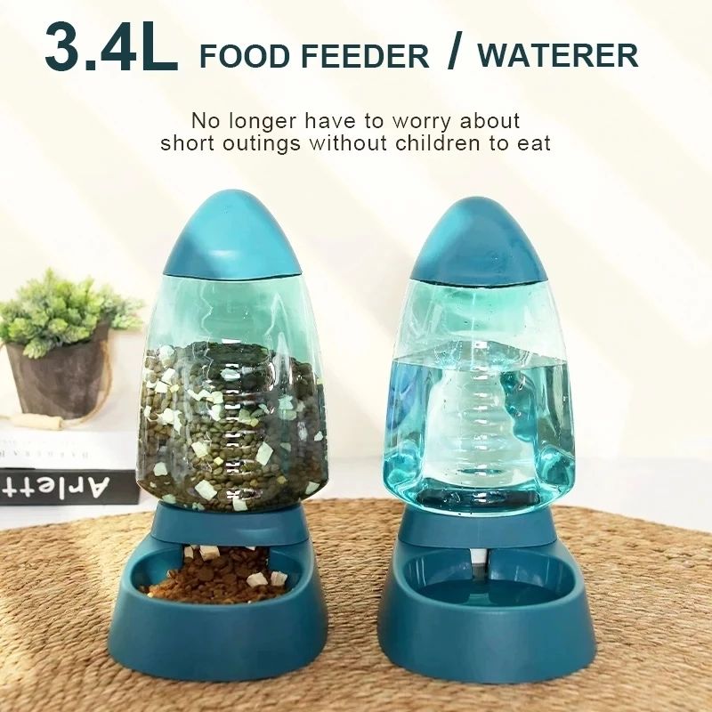 3.4L Pet Water Bowl & Food Dispenser for Short Trips