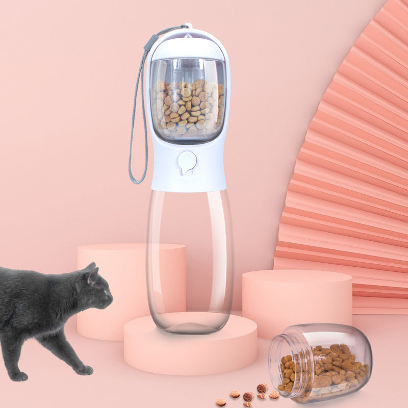 Portable Pet Water Bottle With Food & Treat Compartment