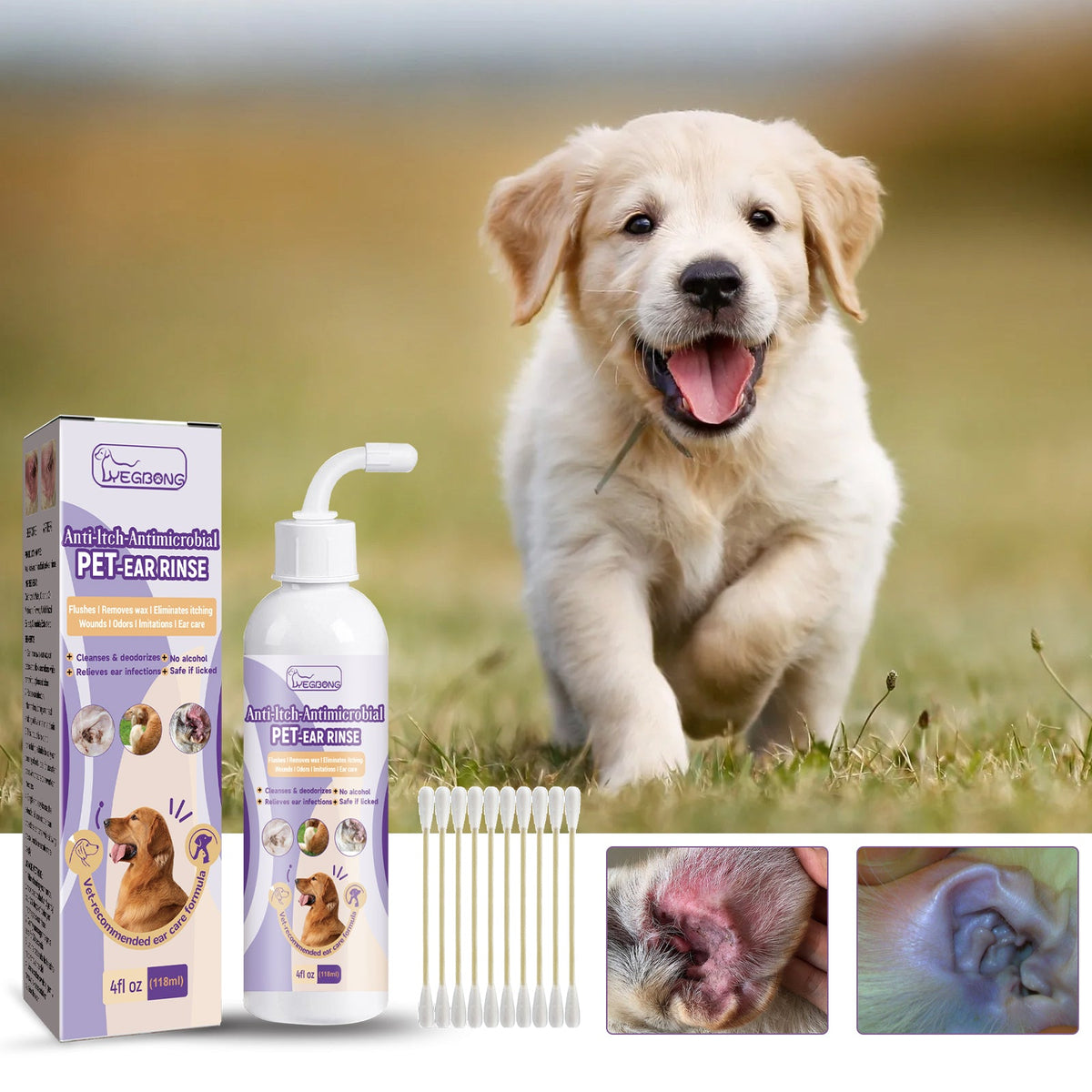Pet Ear Cleaner for Gentle Earwax and Odor Relief