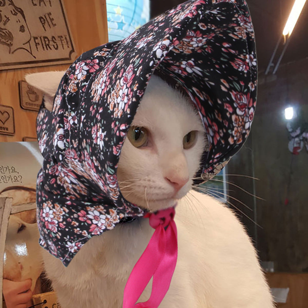 Pet Floral Sun Hat for Cats & Small Dogs, Adjustable