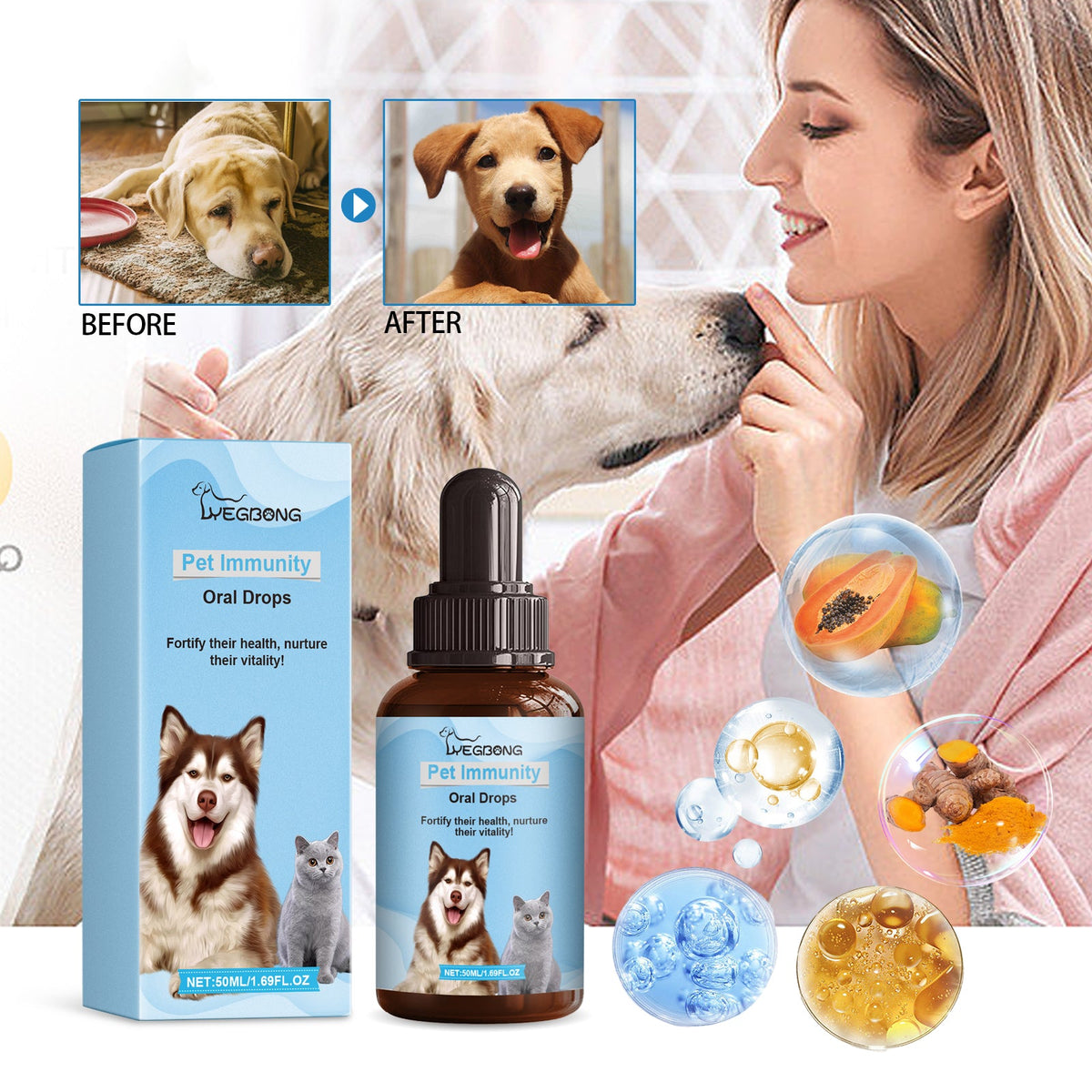 Pet Immune Oral Drops for Daily Health and Vitality
