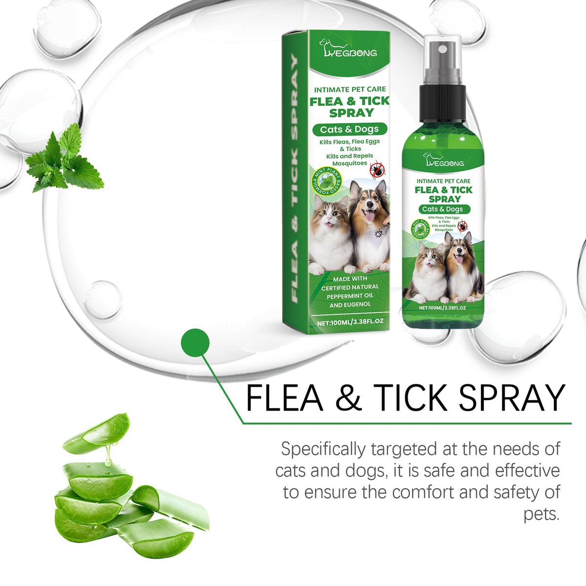 Pet Flea & Tick Spray for Dogs and Cats, Gentle Care
