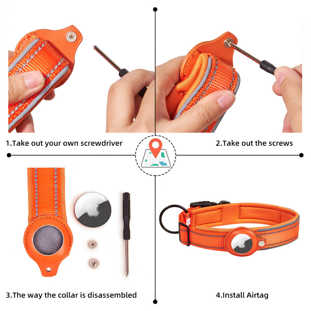 Reflective AirTag Dog Collar for Everyday Tracking