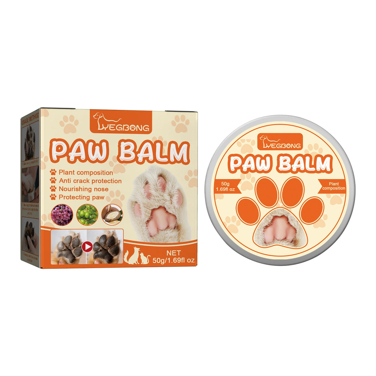 Moisturizing Pet Paw Balm for Dry, Cracked Paw Pads