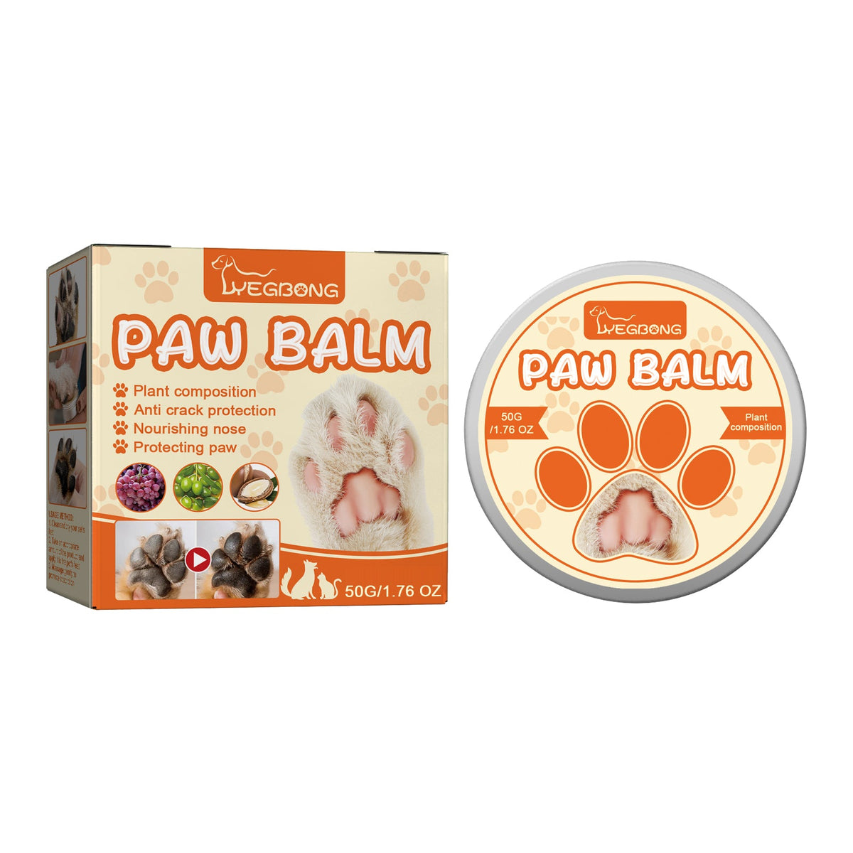 Moisturizing Pet Paw Balm for Dry, Cracked Paw Pads
