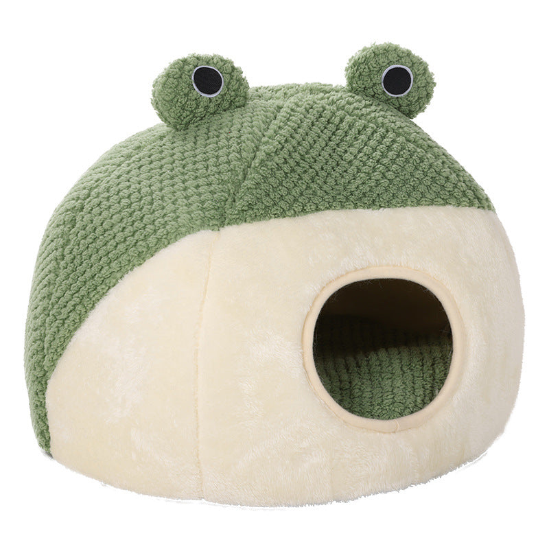 Frog Cat Bed for Cozy Enclosed Indoor Cat and Dog Naps