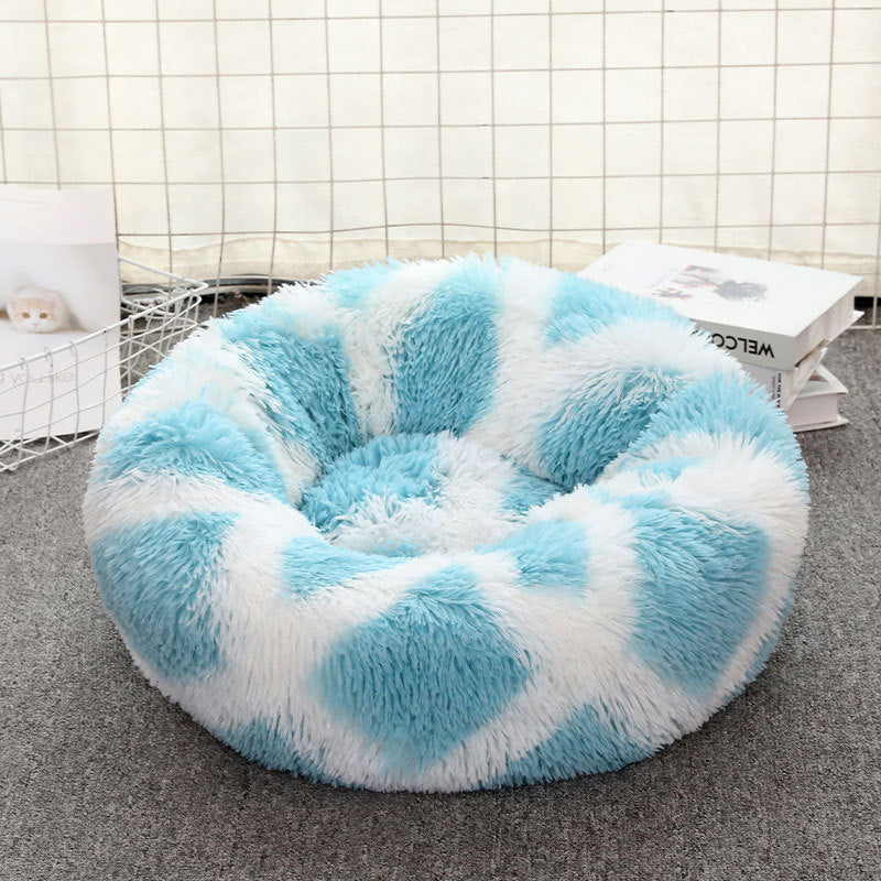 Plush Donut Pet Bed for Warm, Cozy Dog & Cat Sleep