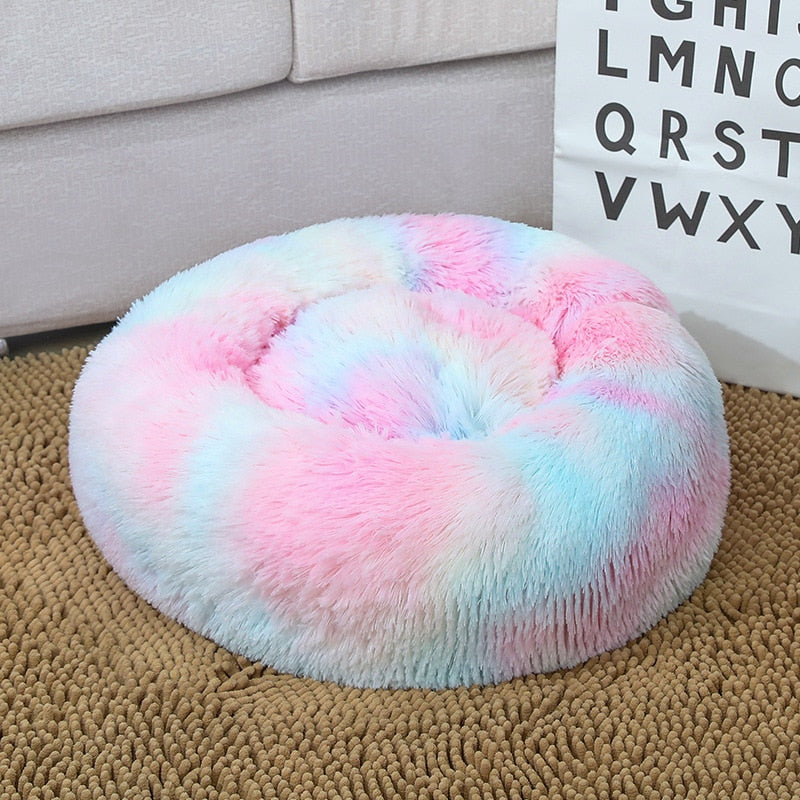 Plush Donut Pet Bed for Warm, Cozy Dog & Cat Sleep