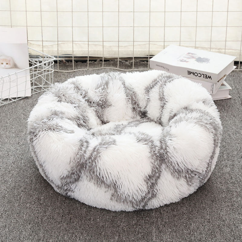 Plush Donut Pet Bed for Warm, Cozy Dog & Cat Sleep