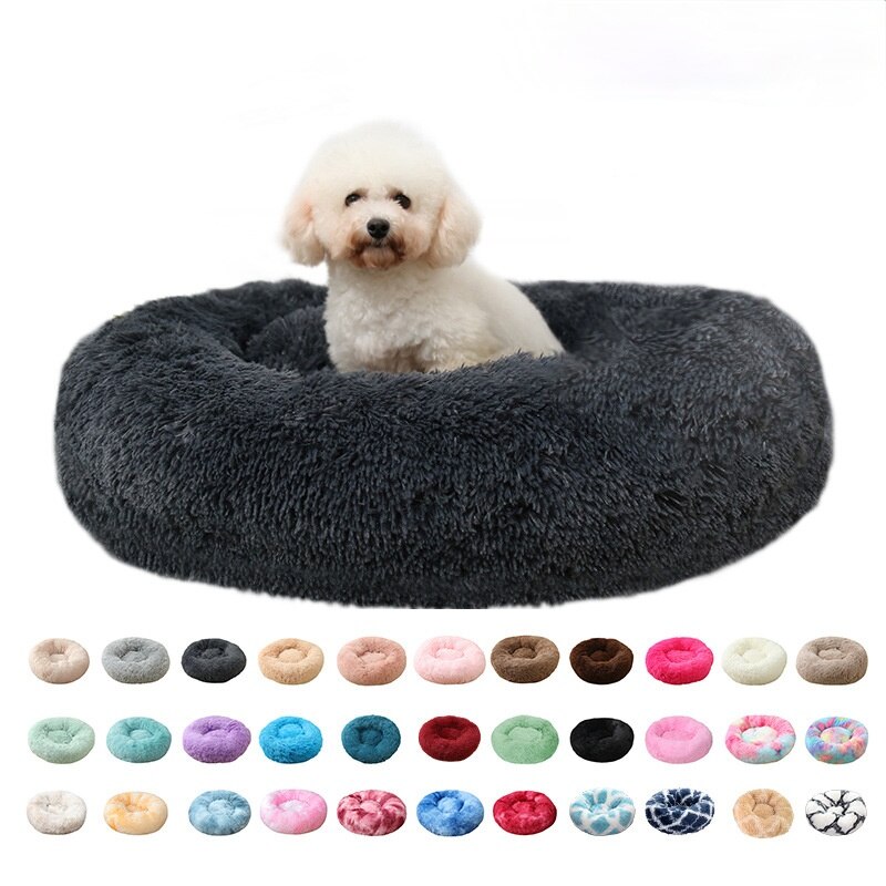 Plush Donut Pet Bed for Warm, Cozy Dog & Cat Sleep