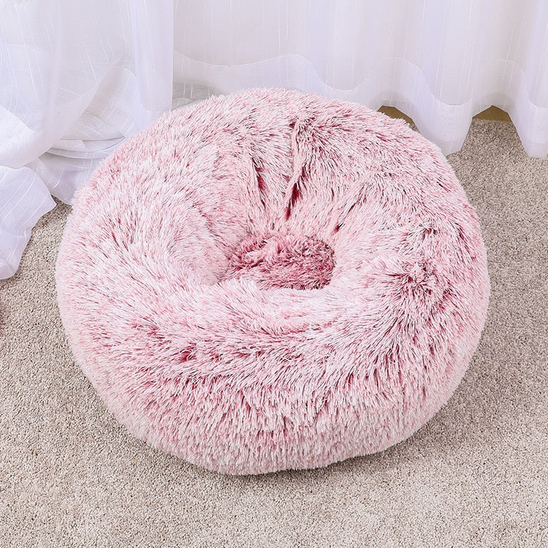 Plush Donut Pet Bed for Warm, Cozy Dog & Cat Sleep