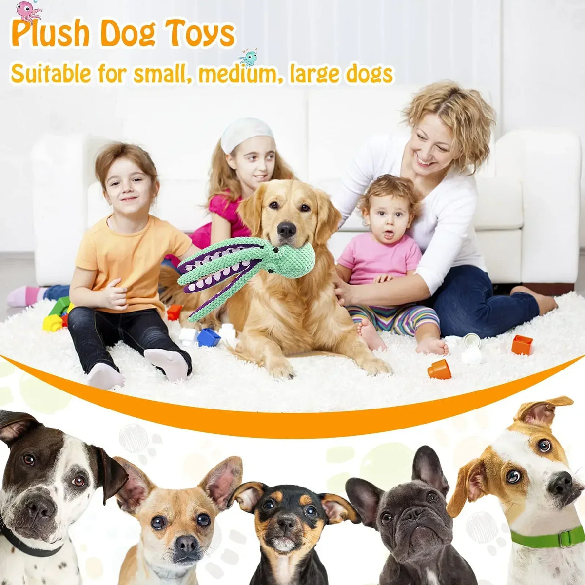 Interactive Squeaky Octopus Dog Toy for Daily Play