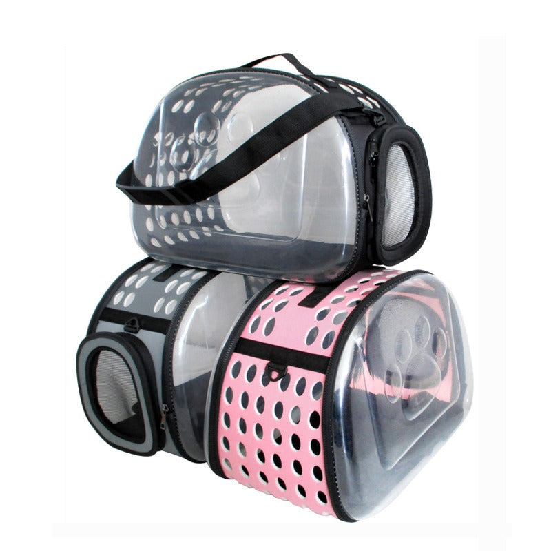 Transparent Pet Carrier With Breathable Travel Design