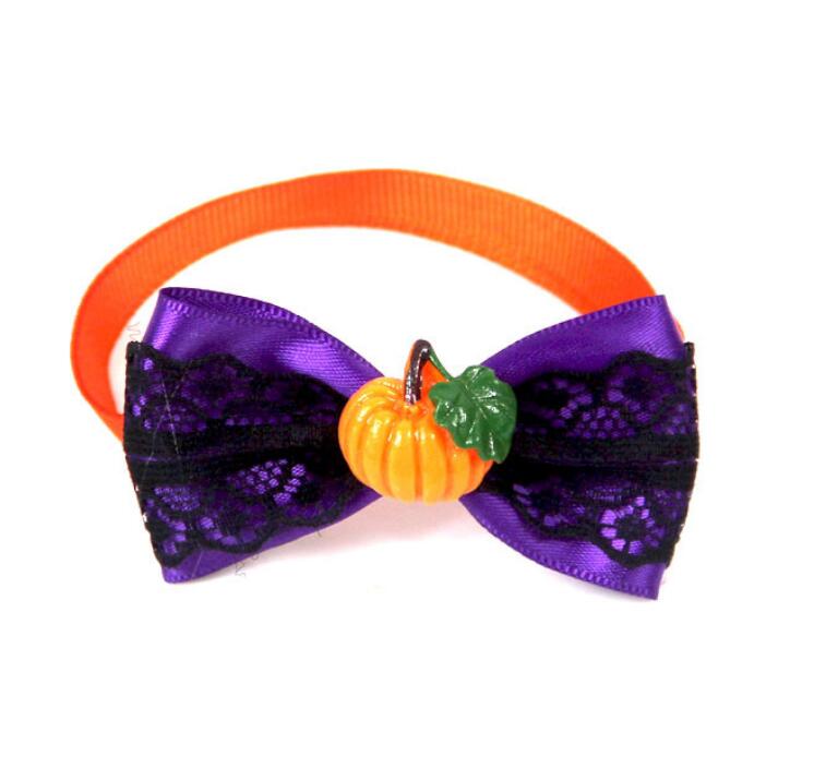 Pet Pumpkin Bow Tie for Festive Halloween Party Style