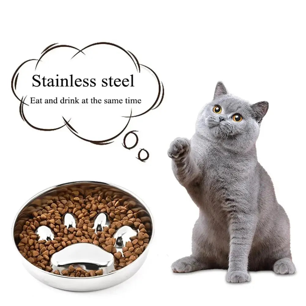Slow Feeder Pet Bowl for Dogs & Cats, Stainless Steel
