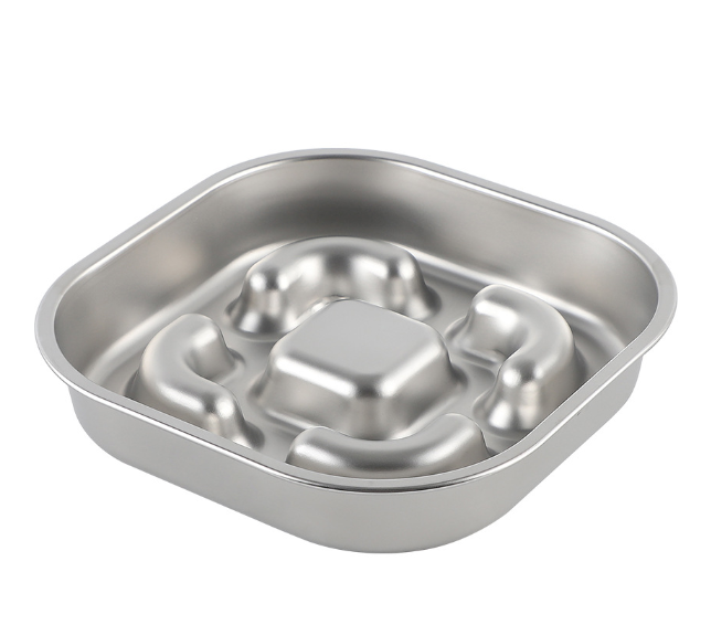 Slow Feeder Pet Bowl for Dogs & Cats, Stainless Steel