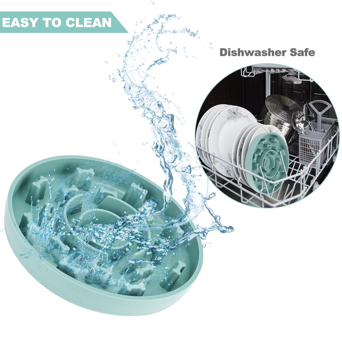 Pet Slow Feeder Bowl for Dogs & Cats, No-Slip Silicone