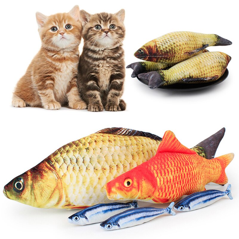 Realistic 3D Plush Fish Cat Toy for Indoor Playtime