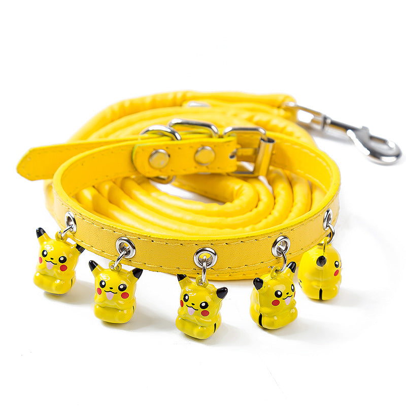 Cartoon Bell Cat & Dog Collar and Leash Set