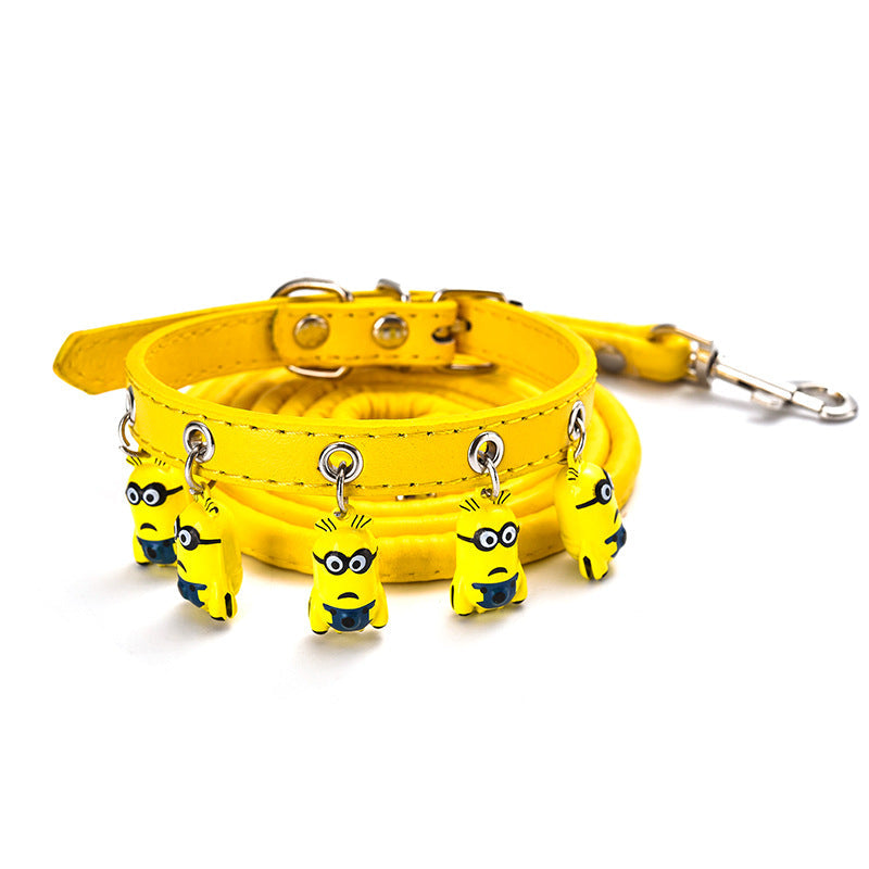 Cartoon Bell Cat & Dog Collar and Leash Set