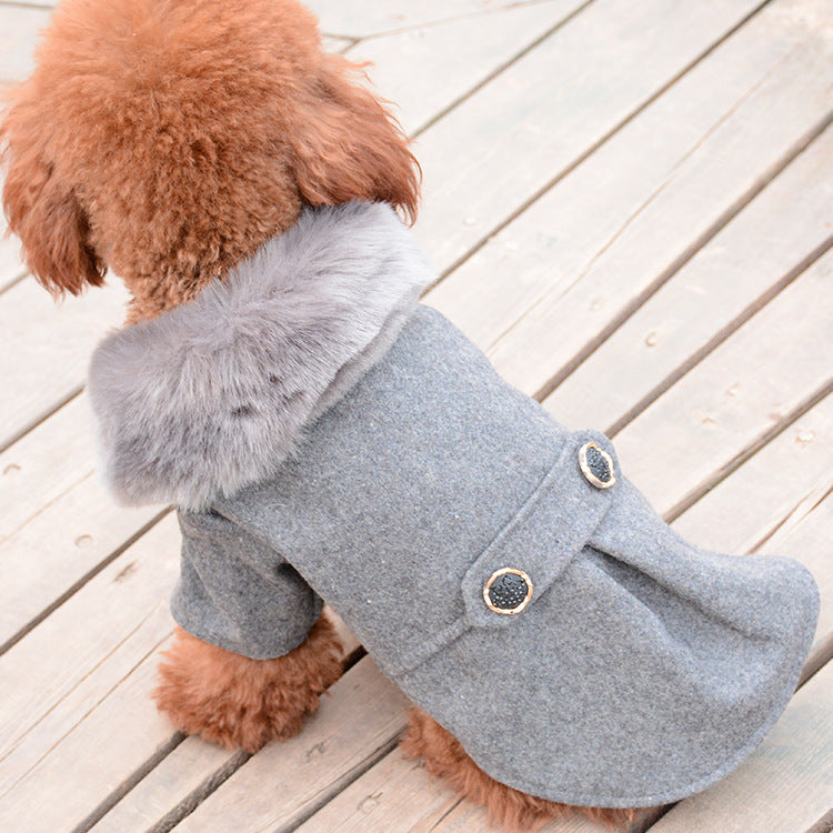 Dog Coat With Faux-Fur Collar for Cold-Weather Walks
