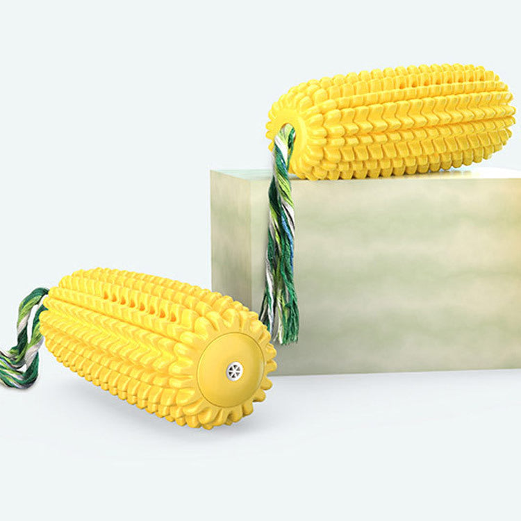 Corn Dog Toy with Dental Ridges for Chew & Tug Play