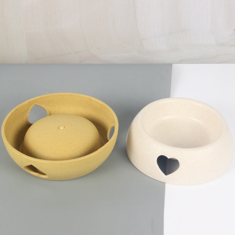 Pastel Pet Food Bowl With Heart Cutout Design