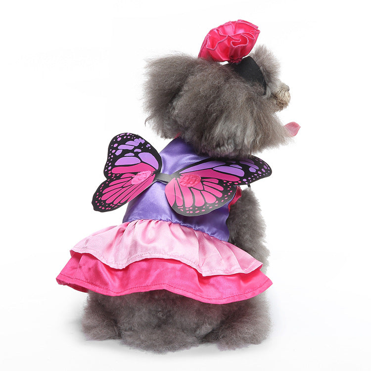 Dog Butterfly Costume Dress With Detachable Fairy Wings