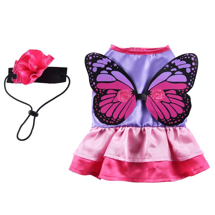 Dog Butterfly Costume Dress With Detachable Fairy Wings